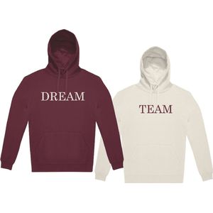 Hoodie Set van 2 – Off-White & Burgundy – Dream Team – Unisex – Maat XXXL - Livingstickers