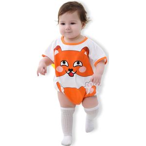 BoefieBoef Schattige Baby Dieren Romper Vos Boxpakje - Zacht Katoenen Babykleding 0-12 Maanden - Jumpsuit Kinderen - Pyjama - Speelpak - Outfit - Babybody - Comfortabel Babypakje Drukknoopsluiting - Jongen & Meisje - Perfect Kraamcadeau - 0-1 jaar