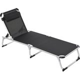 Outsunny Ligstoel aluminium ligstoel met hoofdkussen relax ligstoel 5-voudig verstelbaar inklapbaar 84B-592