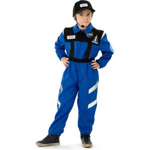 Funny Fashion - Science Fiction & Space Kostuum - Astronaut In Training Kind Kostuum - Blauw - Maat 116 - Carnavalskleding - Verkleedkleding