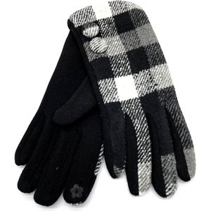 Handschoenen Ruit - Dames - One Size - Touchscreen Tip - Zwart en Wit