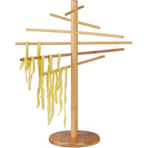 Relaxdays pasta droogrek van bamboe - pastadroogrek hout - drogen van pasta - 12 armen