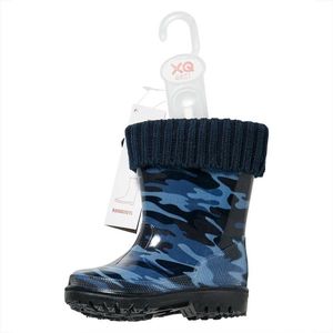 XQ Snowboots kinderen - gevoerde kinderlaars - blauw print - maat 24