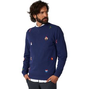 OppoSuits X-Mas Icons - Navy - Heren Kerst Sweater - Kersttrui - Kerst - Blauw - Maat XS