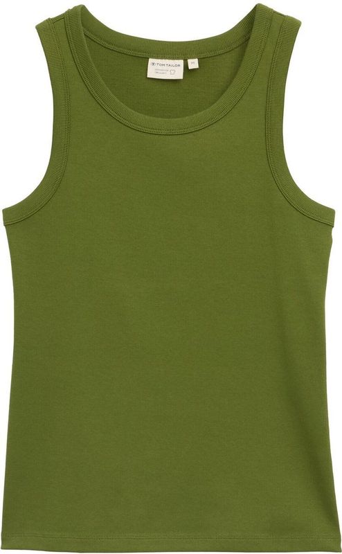 TOM TAILOR - Top - Olijfgroen - Mouwloos - Normale Pasvorm