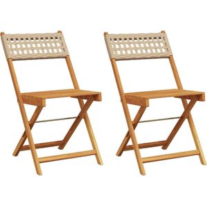 vidaXL Bistrostoelen set - Acaciahout en Rattan Bistrostoel - Bistrostoelen - Tuinstoel - Tuin Stoel