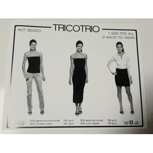 Quality House Tricotrio donker grijs - strapless tricot jurk strak - one size - 1 maat - op 3 manieren draagbaar - jurkje, top en rok- 3 in 1