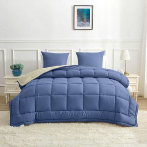 Wasbaar Dekbed - Petrol Blauw / Mastiek Beige - 200 x 200 - 2-persoons