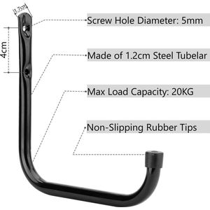 12 stuks ladderopberghaken, zware wandgemonteerde garagehanger, utiliteitshaken voor tuingereedschap, ladder, tuinslang, klapstoel, fiets (17 cm x 17 cm)