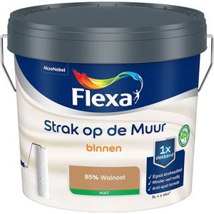 Flexa - Strak op de Muur Binnen Muurverf Mat - 85% Walnoot - Mengverf - 5 Liter