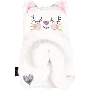 Warmwaterkruik met zachte bekleding in wit kattendesign - ca. 700 ml