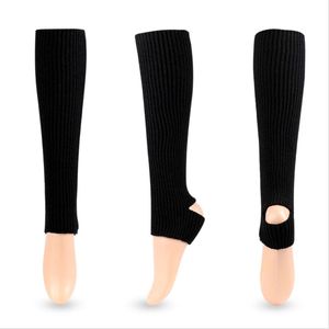 Beenwarmers zwart - 1 paar - gebreid - ribstructuur - sport - yoga - dans - 45 cm