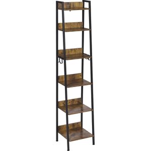 Néos® Boekenkast - Boekenrek/Opbergkast - Industrieel - Donker Eiken/Zwart - 41 x 36 x 187 cm