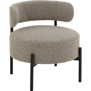 J-Line loungestoel Bouclé - multiplex/polyester - grijs/zwart