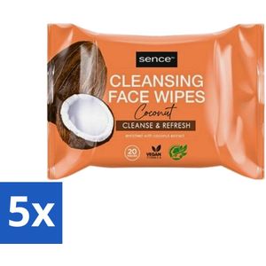 Sence - Coconut - Gezichtsreinigingsdoekjes - Verzorgend - 20 Doekjes - Bulkverpakking - 5 stuks