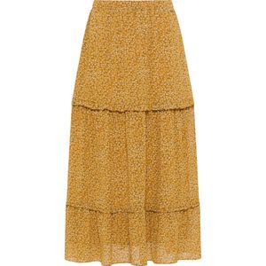 DreiMaster - Rock - Donkergeel - Veelkleurig - Maxirok - Bloemenprint