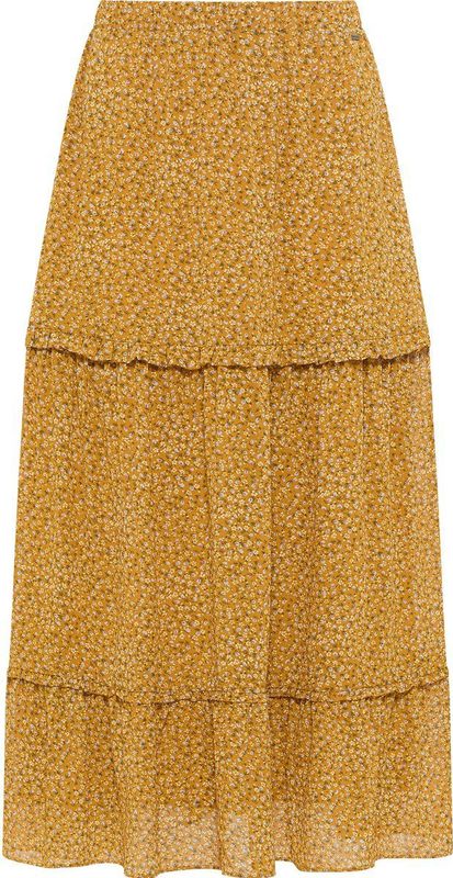 DreiMaster - Rock - Donkergeel - Veelkleurig - Maxirok - Bloemenprint