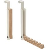 Deurhaak Set van 2 - Inklapbaar - Beige - Voor 6 Kleerhangers - Deurdiktes tot 2 cm