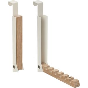 Deurhaak Set van 2 - Inklapbaar - Beige - Voor 6 Kleerhangers - Deurdiktes tot 2 cm