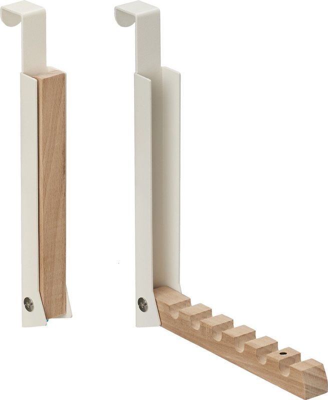 Deurhaak Set van 2 - Inklapbaar - Beige - Voor 6 Kleerhangers - Deurdiktes tot 2 cm