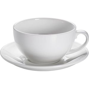 Maxwell & Williams White Basics Round - Cappuccino Kop en Schotel XL - 310 ml