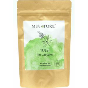 Tulsi Capsules 180 stuks - 450mg Poeder van Ocimum Sanctum Bladeren per Vegan Capsule - 100% Plantaardig