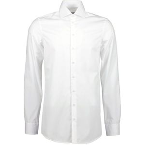 Ledub slim fit overhemd - mouwlengte 7 - wit twill - Strijkvrij - Boordmaat: 43