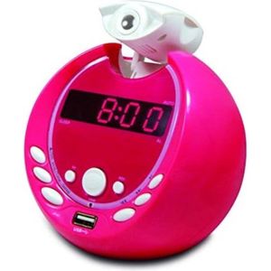Wekkerradio met Projectie - Digitale Wekker - Digitale Klok - Roze