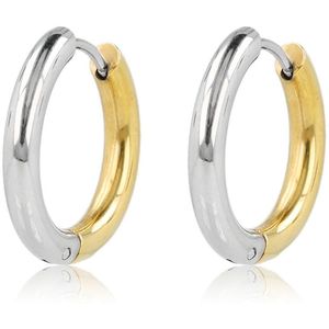 My Bendel - MB3700 - Kleine oorringen bicolor – zilverkleurig & goudkleurig - Met luxe cadeauverpakking