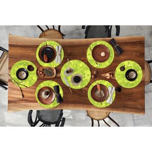 Ronde placemats - Onderlegger - Placemats rond - Groen - Marmer print - Verf - Design - 10 stuks