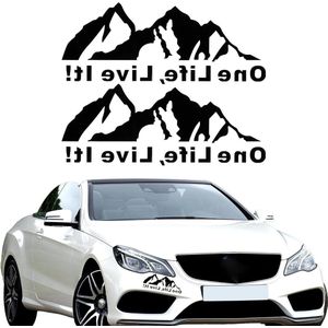 2 x 8 cm Mountain Contour Sticker for Car Trunk Caravan Truck (Black)