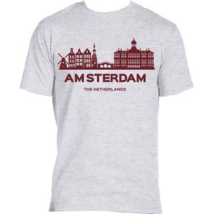 T-shirt Amsterdam skyline - wit rood - maat S