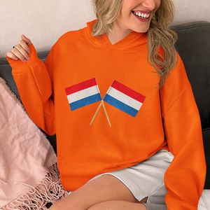 Oranje EK WK Koningsdag Hoodie Nederlandse Vlaggetjes - MAAT L - Oranje Feestkleding