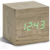Gingko Cube click clock Alarmklok - Essen/LED Groen