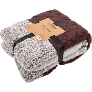 Plaid patchwork sherpa, 150x200 cm, brown