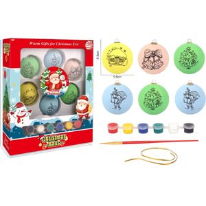 Playos® - Kerstballen Versieren - Schilderen - 6 Kerstballen - Inclusief Verf - voor Kinderen - Kerstmis - Cadeau - Kerstversiering