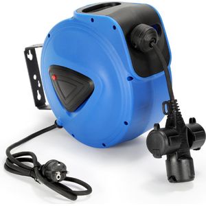 Automatische kabelhaspel 20m kabelhaspel 180 °zwenkbaar met muurbeugel kabeltrommel haspel automatisch oprollen en afrollen van de kabel stroomkabel -3 Gaten