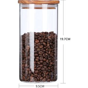 Airtight Glass Coffee Jar Luchtdicht glas voor koffiebonen, Opslag met lepel voor koffiebonen, poeder, noten. (1150ML 1 stuks)