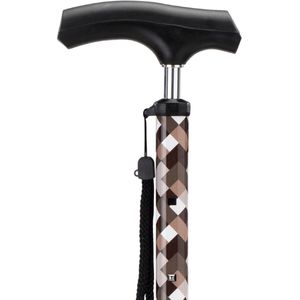 MultiMotion wandelstok telescopisch met bruine print en opbergtasje