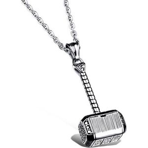 Heren Ketting - Mendes - kettinghanger - Hammer Of Thor - Viking - Zilverkleurig - Staal