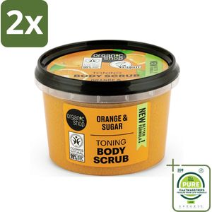Organic Shop - Body Scrub Orange - Verzorgend en Geurend - 250 ml - Voordeelverpakking - 2 stuks - Organische bodyscrub - Sinaasappel scrub