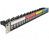 19 inch keystone Patch panel 24 poort met kabelbevestigingstrail, etiketteringsveld en stofbescherming 1u zwart