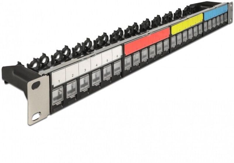 Delock - Patch Panel - Zwart - 24 Poorten - Voor Montage in 19 Inch Kast