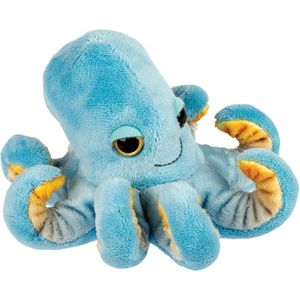 Suki Gifts pluche inktvis/octopus knuffeldier - cute eyes - blauw - 15 cm - Hoge kwaliteit