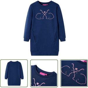 vidaXL Meisjesjurk - Kinderjurk - Kinderjurk 104 marineblauw - Blauwe Jurk - Jurkje - Kindermode