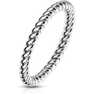 Ring Dames - Ringen Dames - Ringen Vrouwen - Dames Ring - Zilverkleurig - Zilveren Kleur - Ring - Smal en Veelzijdig - Grain