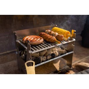 Houtskoolgrill | voor kamperen/trekking/camperleven, tuin en outdoor grillplezier | mobiel/insteeksysteem | van rvs