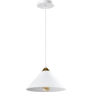QUVIO Hanglamp retro - Lampen - Plafondlamp - Verlichting - Verlichting plafondlampen - Keukenverlichting - Lamp - E27 - Met 1 Lichtpunt - Voor binnen - D 25 cm - Metaal - Aluminium - Wit en Goud