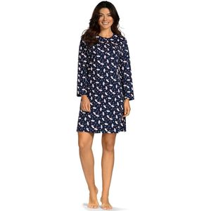 Comtessa Nachthemd 'L'affeto' - Dames Nachtmode - Lange Mouw - Donker Blauw - Maat 38