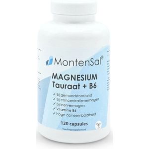 MontenSal - Magnesium Tauraat - Vitamine B6 - 120 Capsules - Vegan